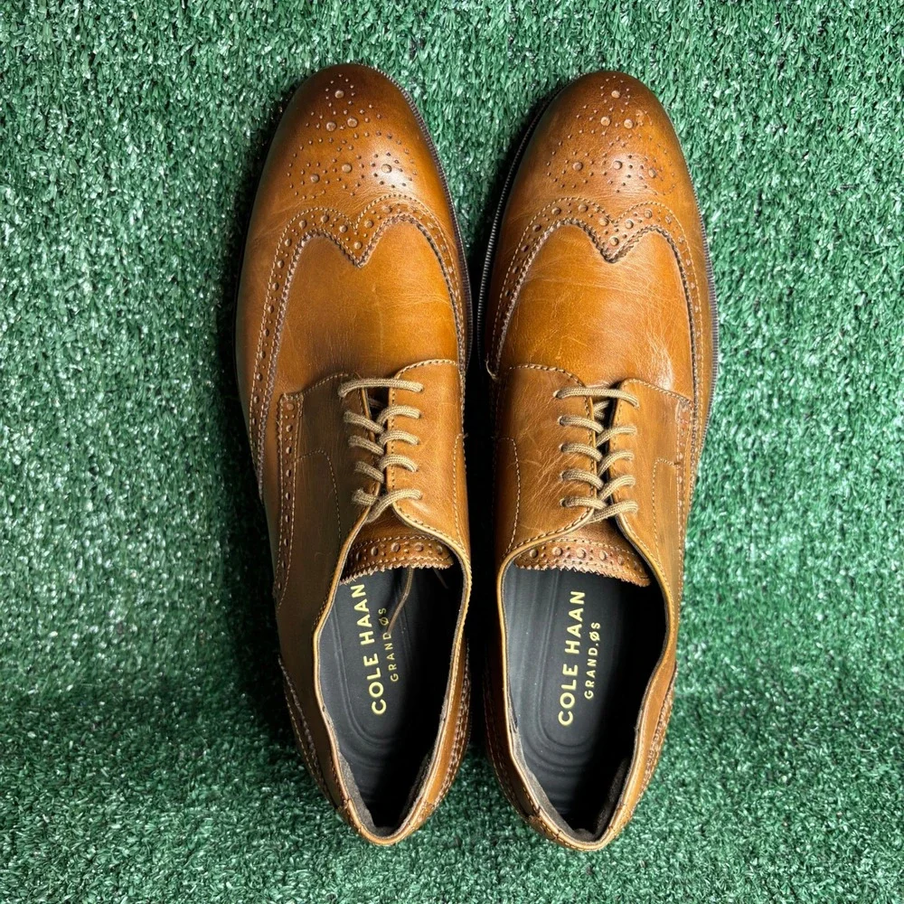 NEW Cole‎ Haan  Grand Wingtip Leather Brogue Classic Oxford British Tan Mens 11